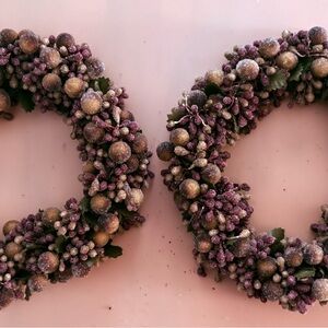 The Banyan Tree Purple and green Berry Wreath/Candle Ring set of 2 (6”)